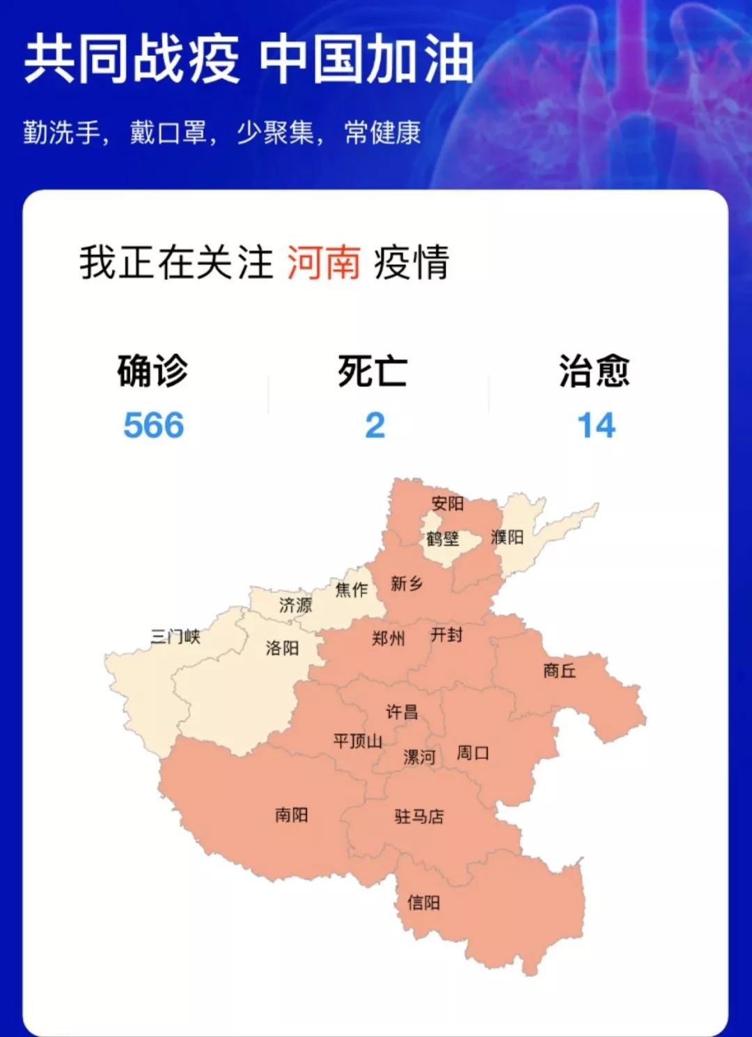 截至2月2日24时最新疫情通报:河南新增确诊73例,累计566例,治愈14例!